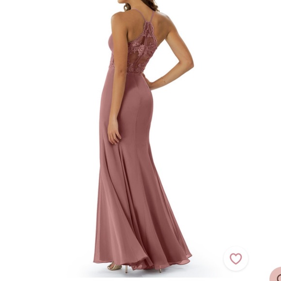 Petite Desert Rose Long Azazie Gown with Lace Back Detail - Picture 7 of 7